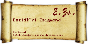 Eszlári Zsigmond névjegykártya